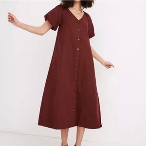 Madewell (Re)sponsible Bubble-Sleeve Button-Front Midi Dress